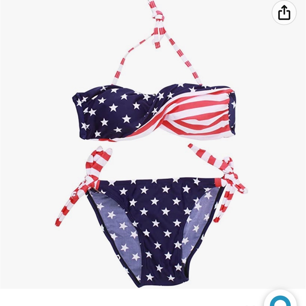 American Flag Stars and Stripes Strapless Bikini Top and Bottom, fits size small